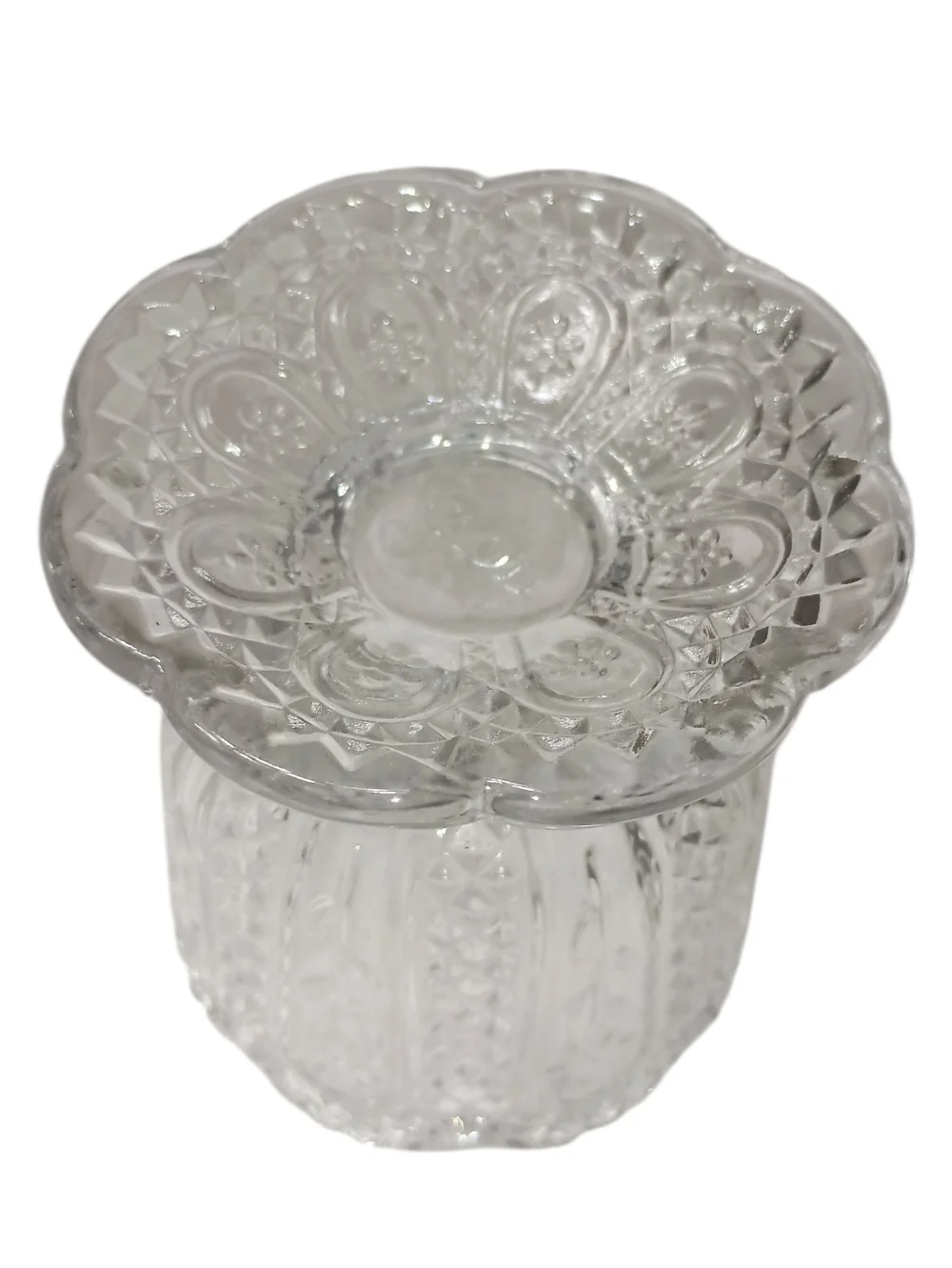 AVON Daisy Fostoria Votive Candle Holder Cut Glass 1970s